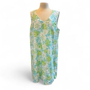 J Jill Love Linen Sea Turtle Coral Ocean Beach Coastal Cruise resort wear vacati